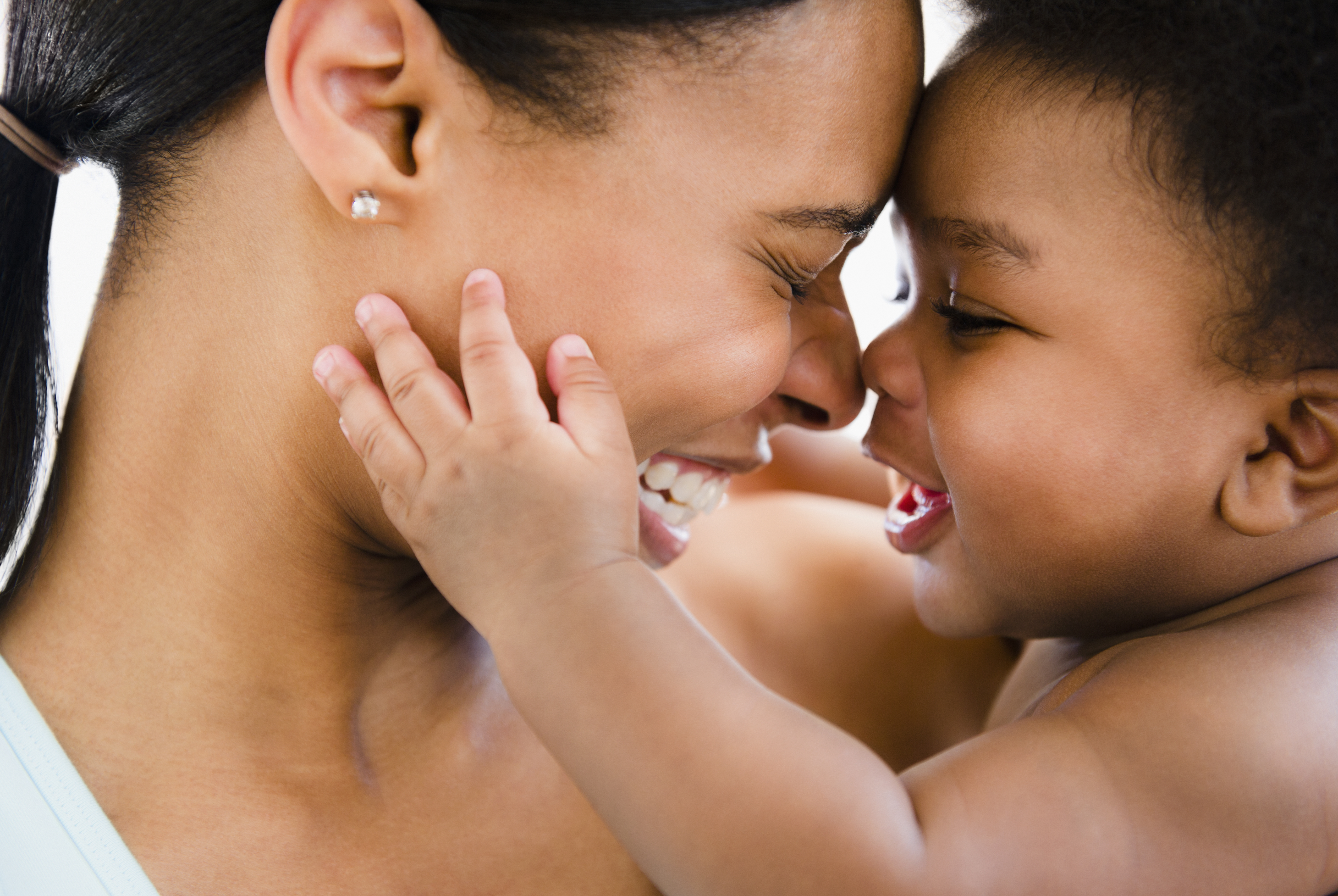 happy mother and baby