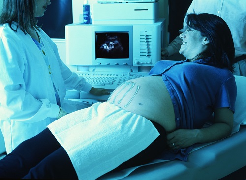 ultrasound scan and doctor in hospital